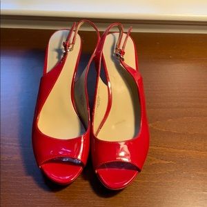 Nine West Red Patent Leather Slingbacks